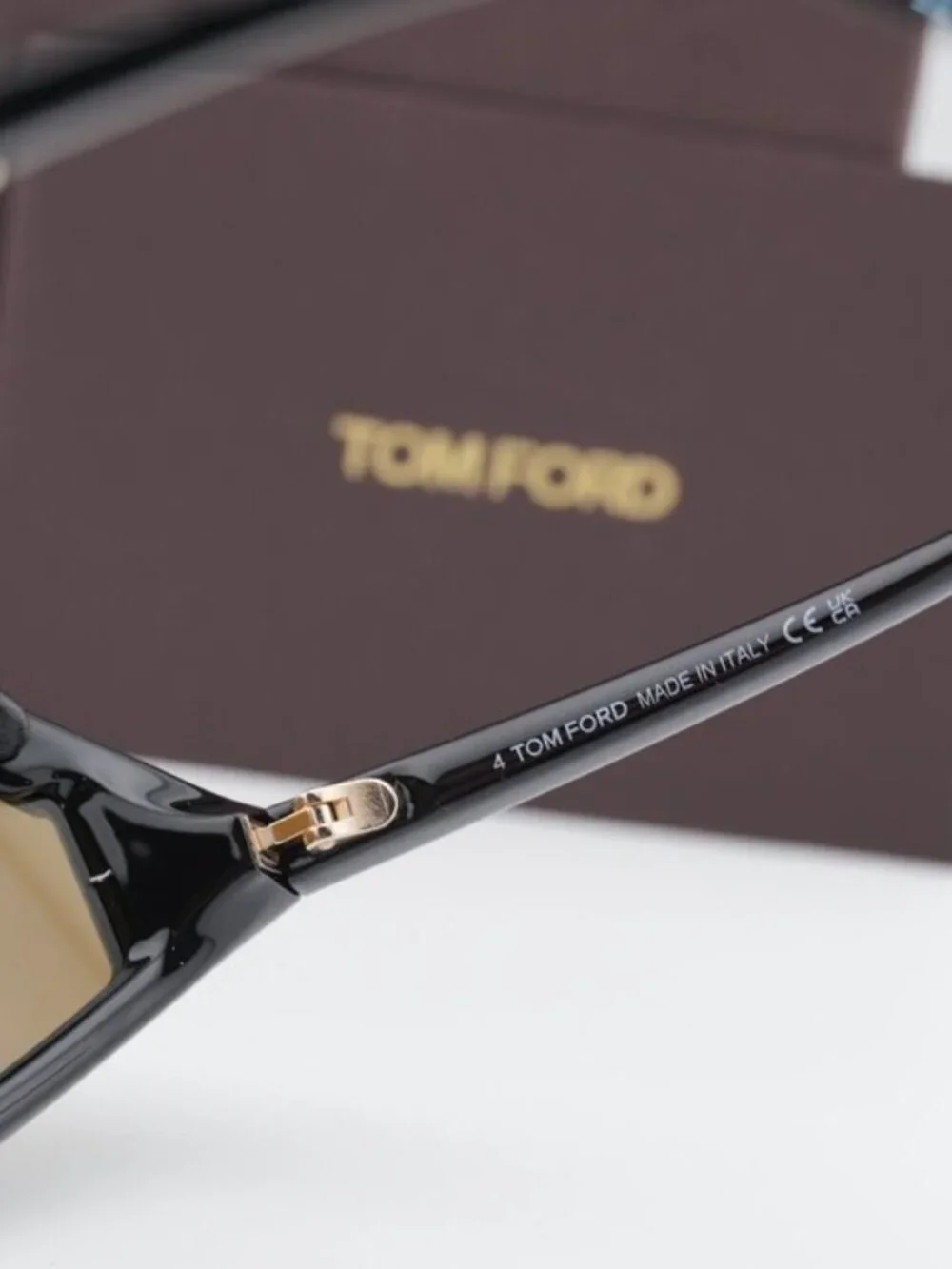 Tom Ford Lorna FT1121 01G Shield Sunglasses - Black / Brown